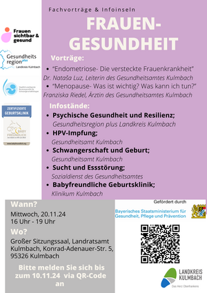 Flyer der Veranstaltung "Frauengesundheit – Fachvorträge & Infoinseln“